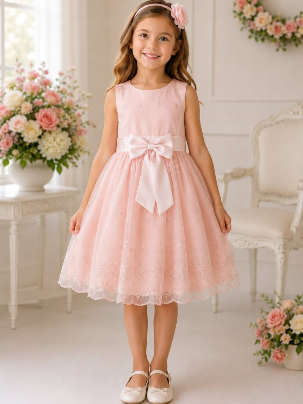 Purple Rose Pink Embroidered Party Dress Satin Bow Size 6 NWT Easter Wedding